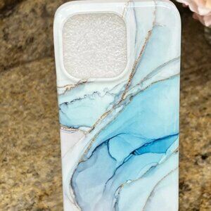 iPhone 11 Pro Max Phone Jelly Case, Blue Marble Glitter